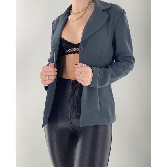 Rampage Jackets & Blazers - Vintage 90s Rampage Blue Gray Button Down Blazer Size 3 (Small)